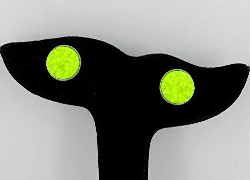 Summerfield Collection Duo Neon Stud Earrings Stainless Steel Faux Druzy Stone 12mm Set (Pink/Yellow)