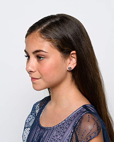 Silver-tone Patriotic Glitter Resin Stud Earrings Red Blue USA (8mm)