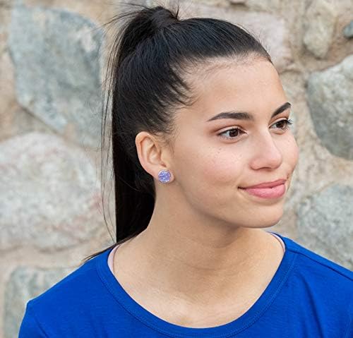 Summerfield Collection Silver-tone Solid AB Faux Druzy Stone Stud Earrings 12mm (Lavender Purple)