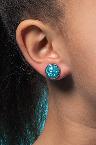 Stainless Steel Seafoam Blue Faux Shell Stud Earrings 12mm
