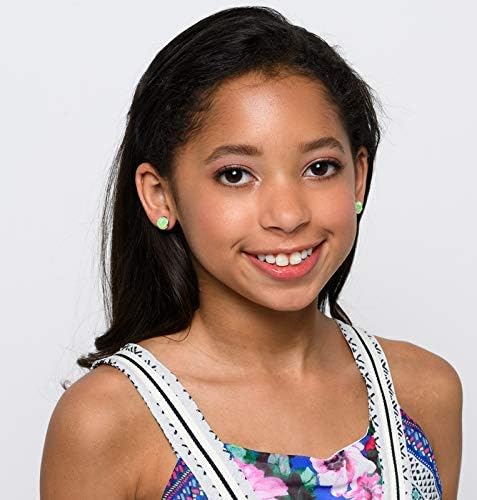 Summerfield Collection Silver-tone Pastel AB Faux Druzy Stone Stud Earrings 8mm (Lime Green)