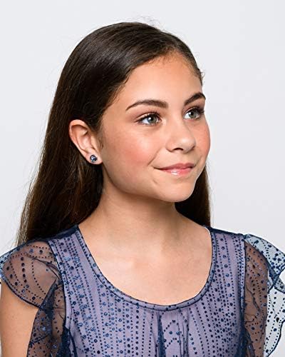 Summerfield Collection Silver-tone Patriotic Glitter Resin Stud Earrings Red Blue USA (8mm)