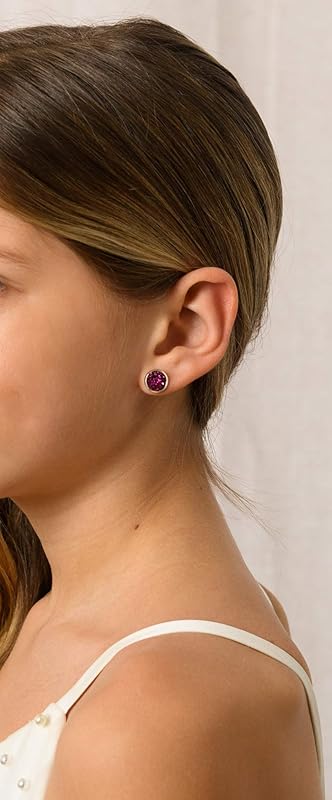 Summerfield Collection Silver-tone Maroon with Pink Glitter Faux Druzy Stone Stud Earrings (8mm)