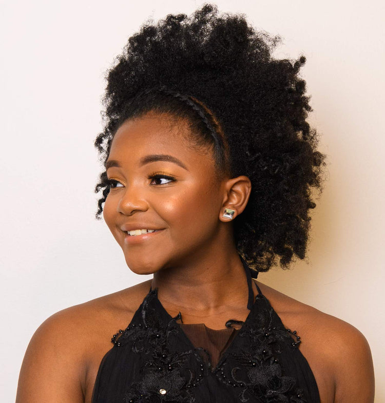 Silver-tone Faux Stone Resin Geometric Square Stud Earrings 12mm Mystical Gray Pink