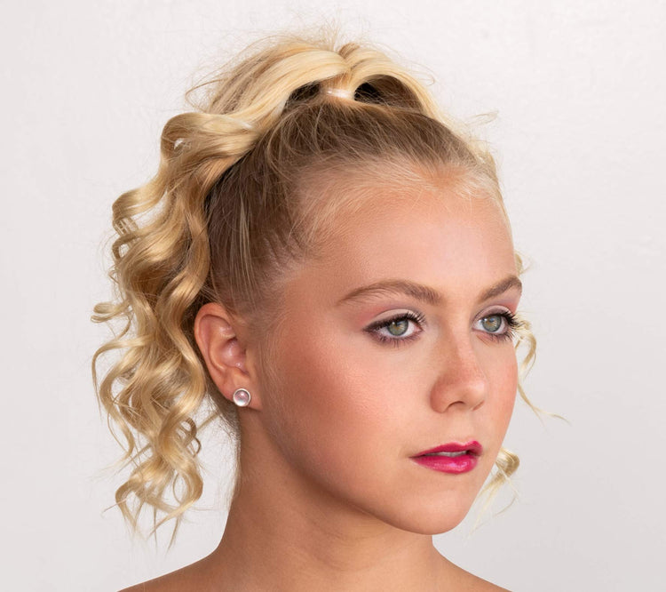 Silver-tone Peach Color Shift Glitter Glass Stud Earrings Hand-painted 8mm