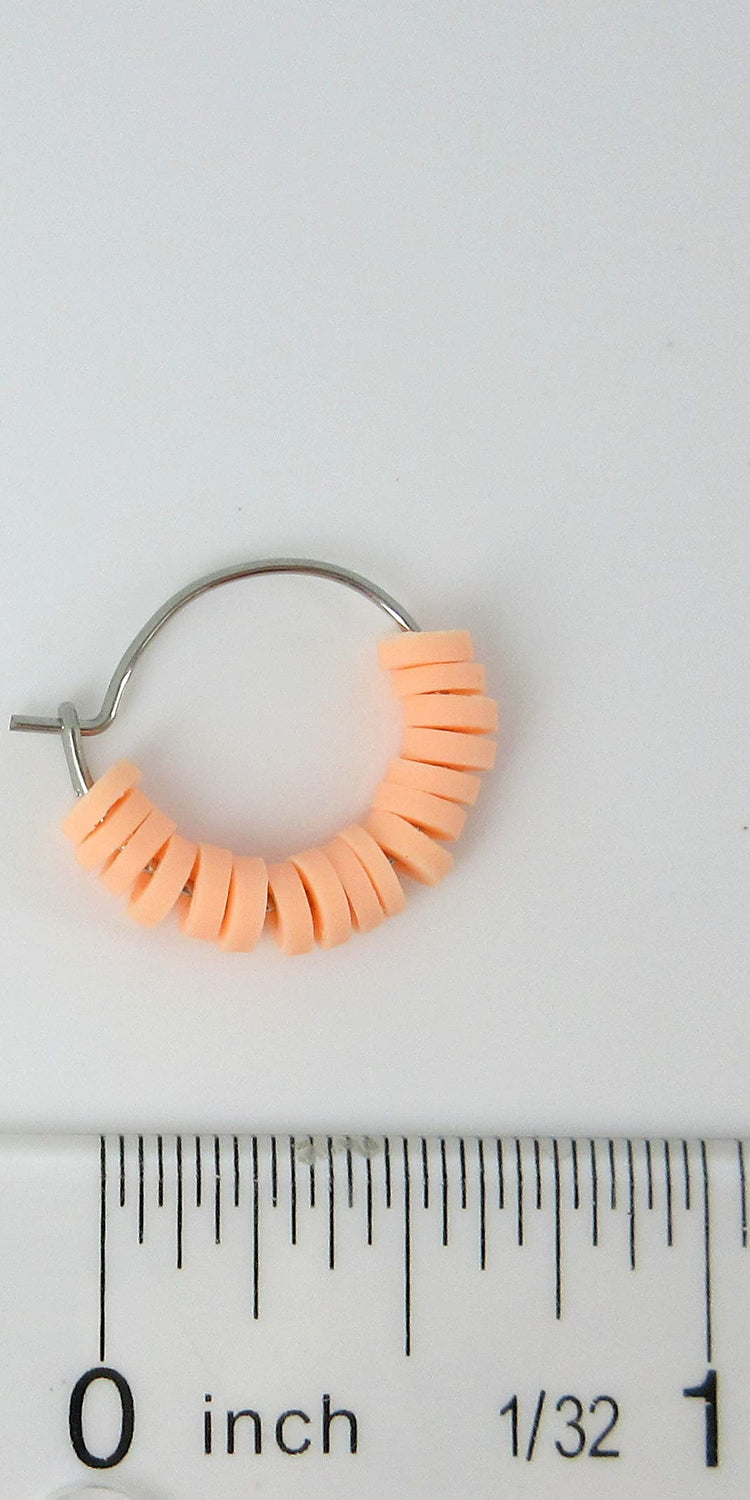 15mm Stainless Steel Polymer Clay Katsuki Bead Hoop Earrings (Light Peach)