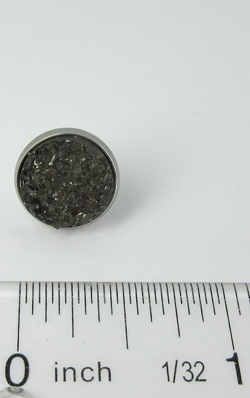 Summerfield Collection Duo Stud Earrings Stainless Steel Faux Druzy Stone 12mm Set (Pink/Gray)