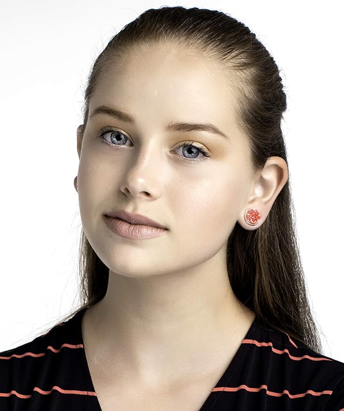 Summerfield Collection Sunset Trio Silver-tone Stud Earrings 12mm Red Orange Yellow AB Faux Druzy Stone Set