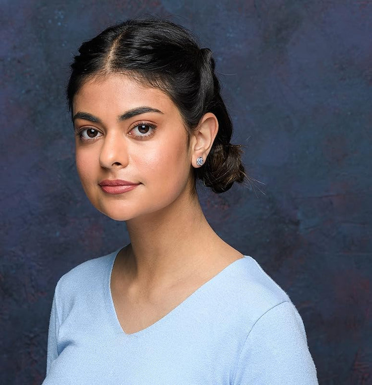 Summerfield Collection Stainless Steel Glitter Faux Druzy Stone Stud Earrings 8mm (Frost Blue)