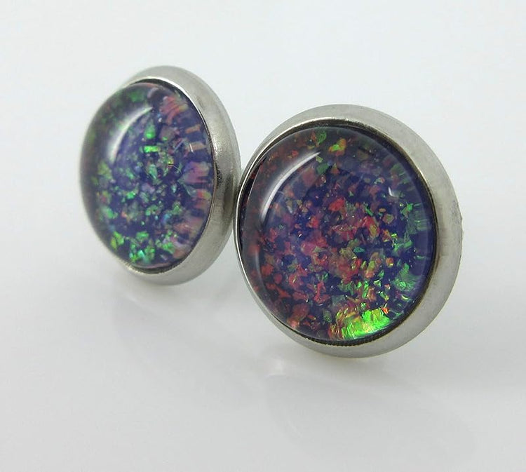 Summerfield Collection Stainless Steel Halloween Trio Stud Earrings Set Faux Druzy Glass