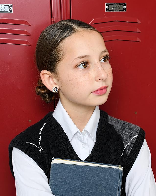 Summerfield Collection Stainless Steel Orange Dragon on Moon Print Glass Stud Earrings 12mm