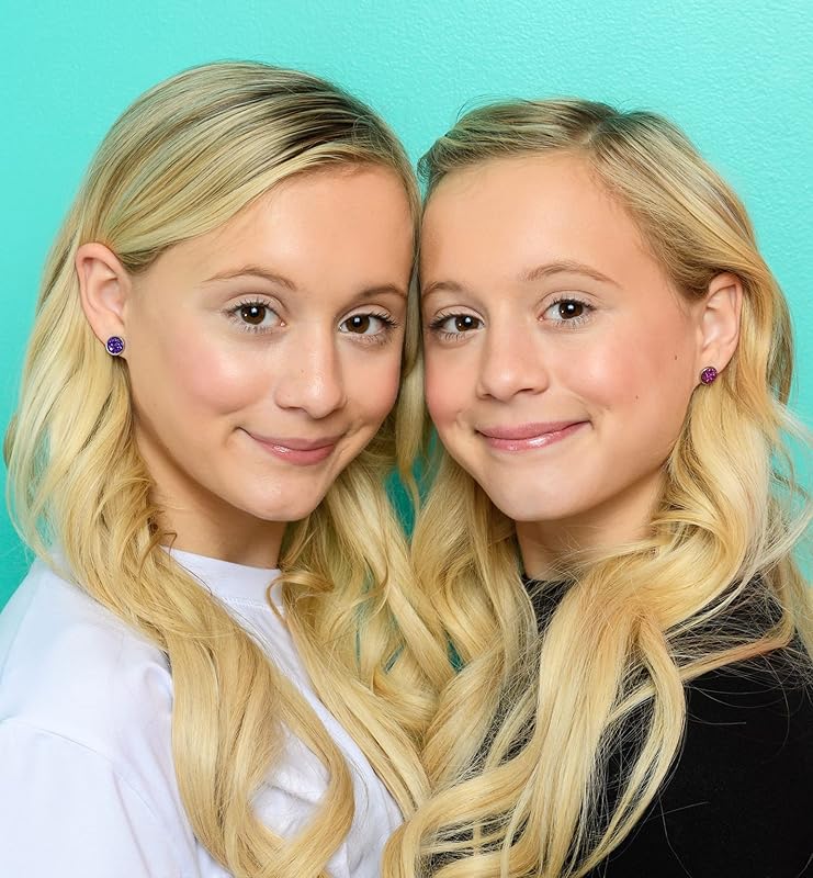 Summerfield Collection Stainless Steel Glitter Faux Druzy Stone Stud Earrings 8mm (Magenta)