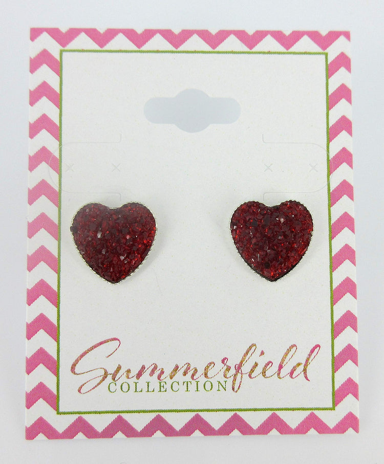 Silver-tone Gray Pink and White Glitter Glass Stud Earrings Hand-painted 10mm