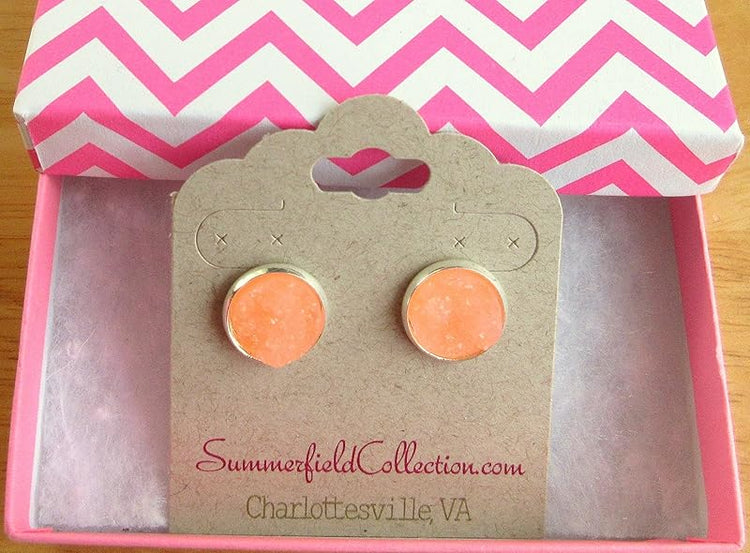 Summerfield Collection Silver-tone Faux Druzy Stone Stud Earrings 12mm