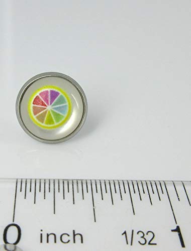 Stainless Steel Fruit Print Frosted Resin Stud Earrings 12mm