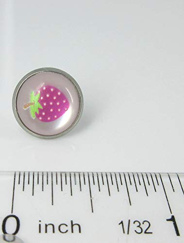Stainless Steel Strawberry Resin Stud Earrings 12mm