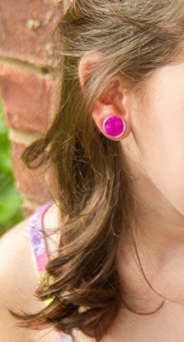 Silver-tone Faux Druzy Stone Stud Earrings 12mm