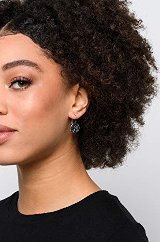 Stainless Steel Gunmetal Gray Faux Druzy Stone Lever-back Drop Earrings 14mm