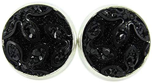 Silver-tone Frosted Flower Metallic Rainbow Stud Earrings 12mm