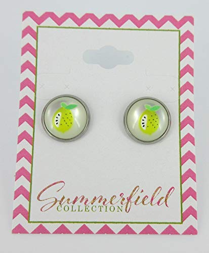 Stainless Steel Lemon Resin Stud Earrings 12mm