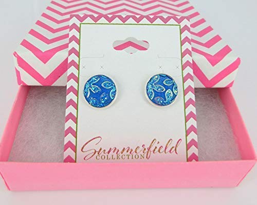 Silver-tone Frosted Flower Metallic Rainbow Stud Earrings 12mm