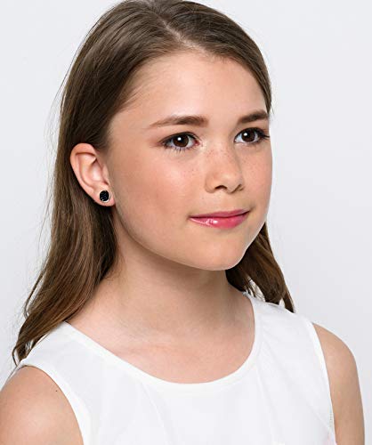 Trio Silver-tone Stud Earrings 8mm White Blue Black Faux Druzy Stone Set