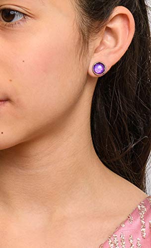 Stainless Steel Blue Red Purple and Gold Glitter Glass Stud Earrings Hand-painted 10mm