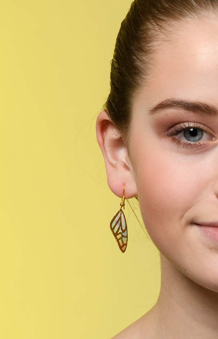 Multicolor Butterfly Wing Fabric Dangle Earrings