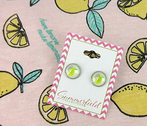 Stainless Steel Lemon Resin Stud Earrings 12mm