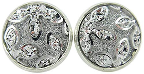Silver-tone Frosted Flower Metallic Rainbow Stud Earrings 12mm