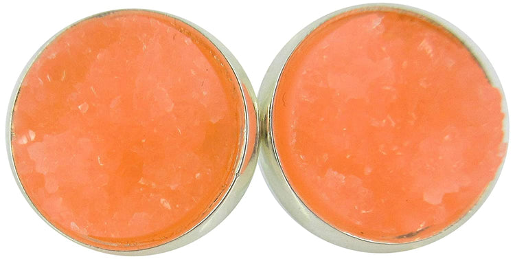 Silver-tone Faux Druzy Stone Stud Earrings 12mm