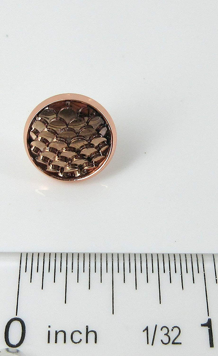 Rose Gold-tone Metallic Dragon Scale Stud Earrings 12mm Mermaid