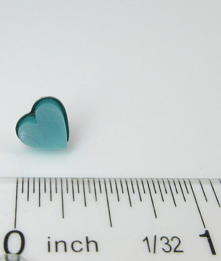 Stainless Steel Pearly Seafoam Blue Acrylic Heart Stud Earrings 8mm