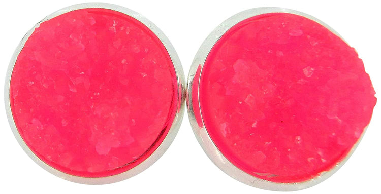 Silver-tone Faux Druzy Stone Stud Earrings 12mm