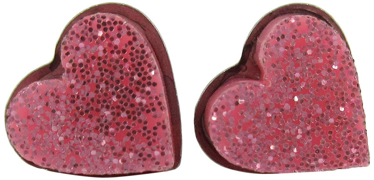 Stainless Steel Bubblegum Pink Glitter Acrylic Heart Stud Earrings 8mm
