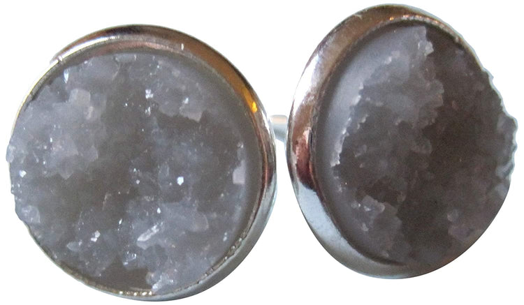 Silver-tone Faux Druzy Stone Stud Earrings 12mm