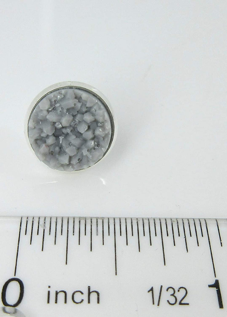 Duo Stud Earrings Silver-tone Gray and Eggplant Faux Druzy Stone 12mm Set