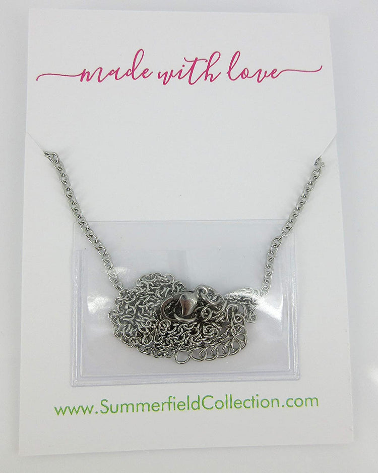 Stainless Steel Champagne Glitter Faux Druzy Pendant Necklace