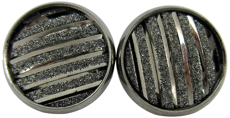 Hematite-tone Gunmetal Gray Frosted Metallic Stud Earrings 12mm