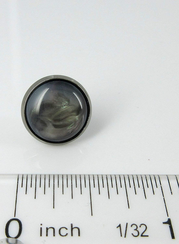 Hematite-tone Faux Stone Resin Stud Earrings 12mm Mystical Gray Pink