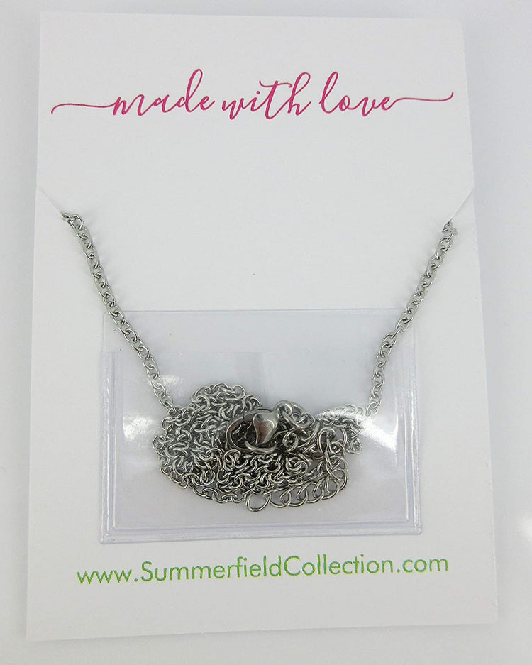 Stainless Steel Frost Blue Gray AB Glitter Faux Druzy Pendant Necklace
