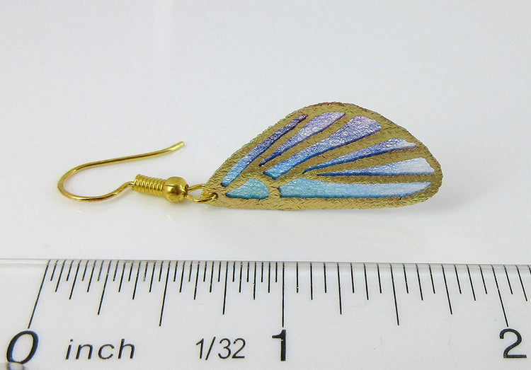 Purple and Blue Butterfly Wing Fabric Dangle Earrings