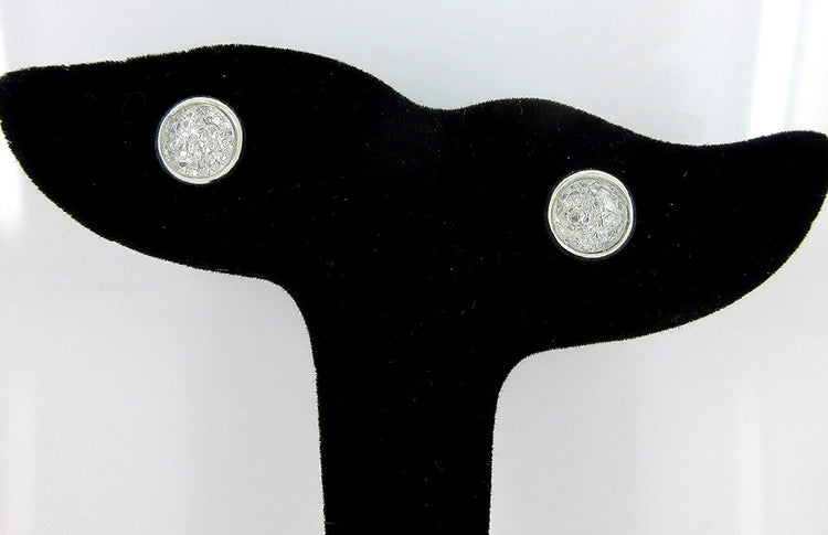 Duo Silver-tone Clear and Light Brown Faux Druzy Stone Stud Earrings 8mm Set