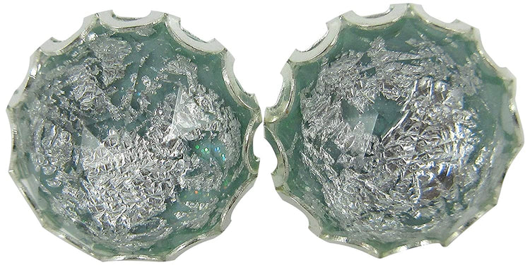 Silver Foil Light Dusty Blue Faceted Resin Stud Earrings 12mm