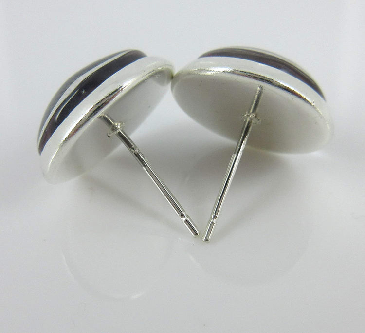 Silver-tone Stardust Glitter Glass Galaxy Stud Earrings Hand-painted 12mm