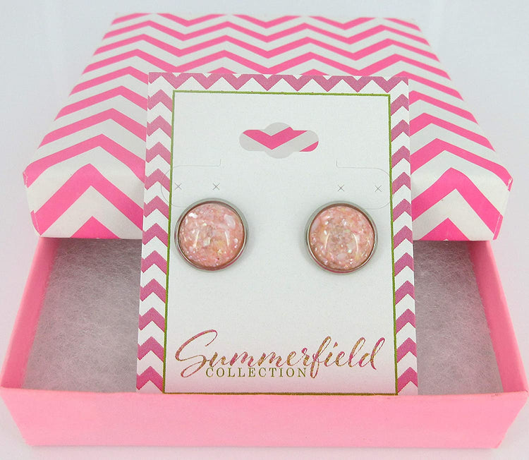 Stainless Steel Faux Shell Stud Earrings 12mm