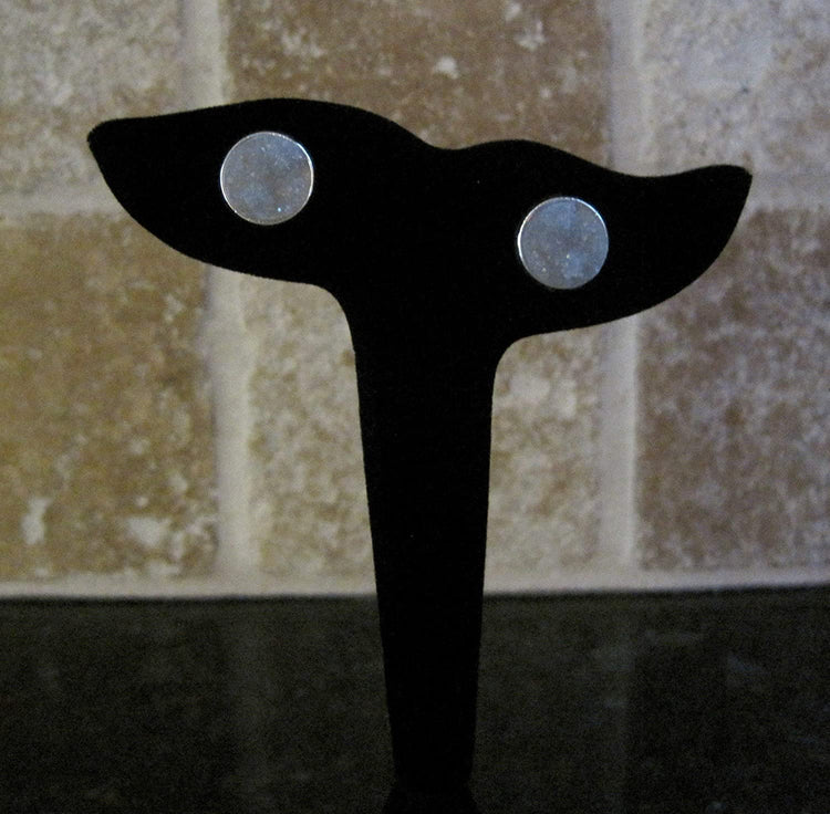 Silver-Tone Gray Faux Druzy Stone Stud Earrings 12mm