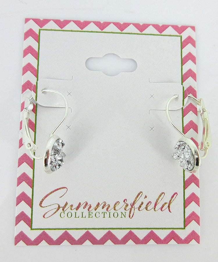 Silver-tone Faux Druzy Stone Lever-back Drop Earrings 8mm