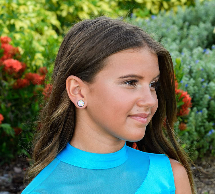 Stainless Steel Rainbow of Possibilities Trio Stud Earrings Set Faux Druzy Glass