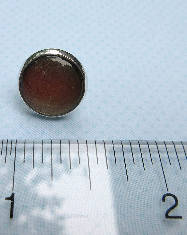 Silver-tone Metallic Green and Gold Color Shifting Glass Stud Earrings Hand-painted 12mm